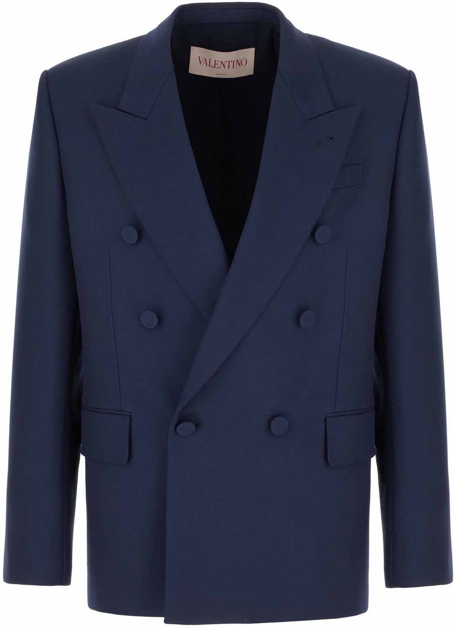 Valentino Valentino Navy blue wool blazer Blauw