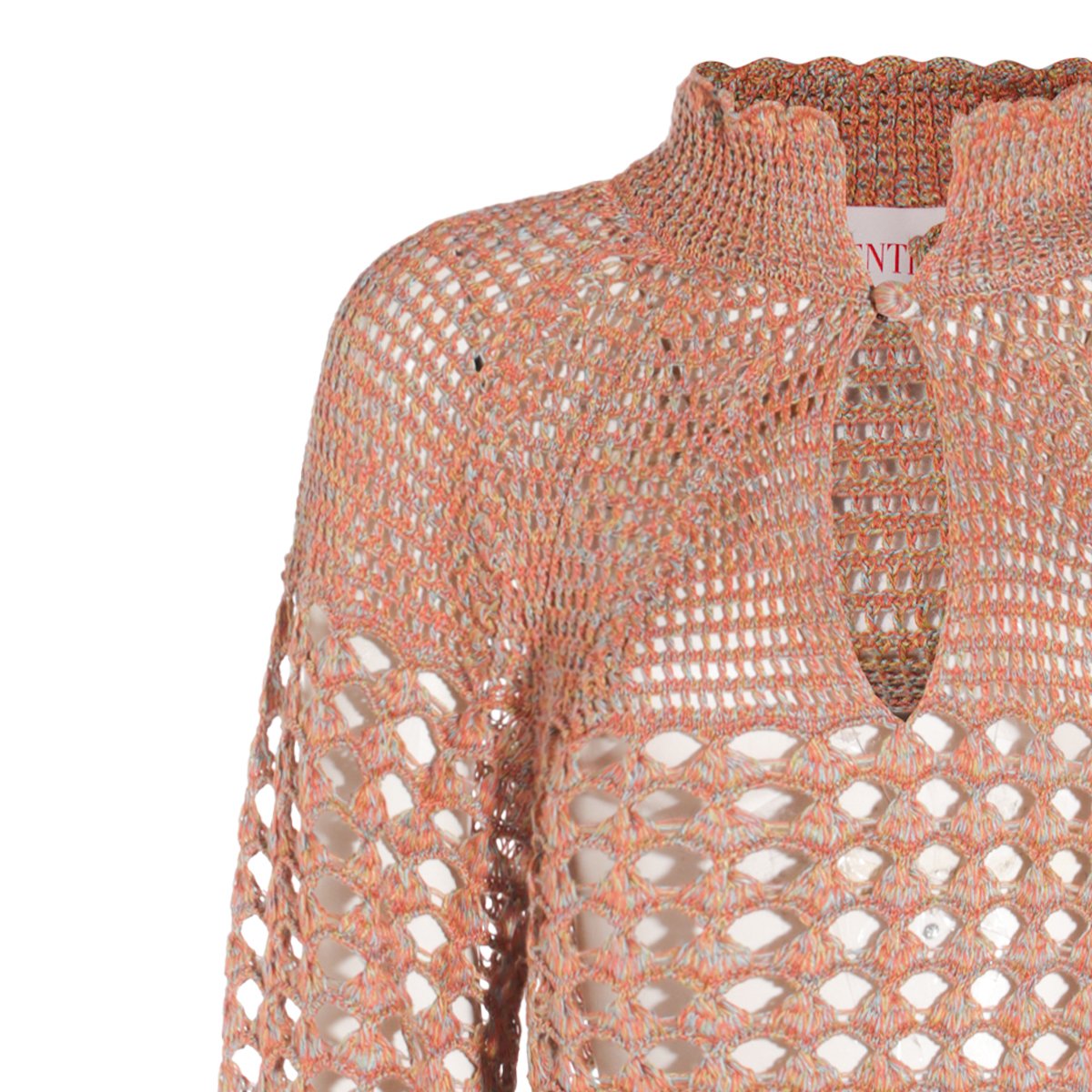 Valentino Ocra Linen High Collar Top Neutraal