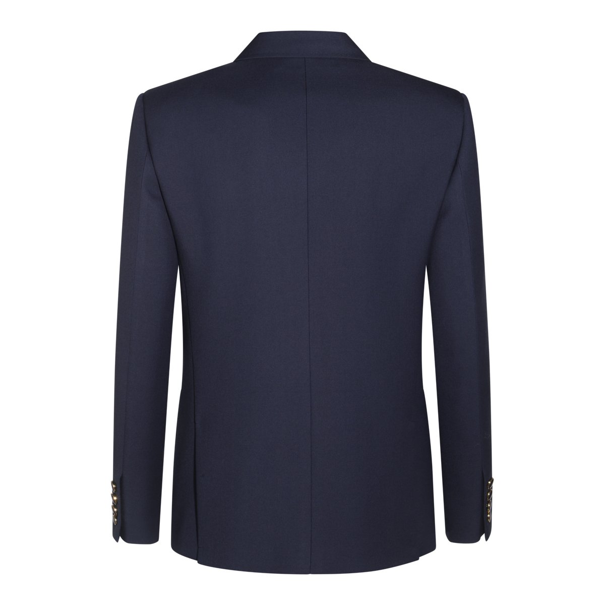 Valentino Tailored Blue Wool Blazer With Notch Lapel And Branded Buttons Zwart