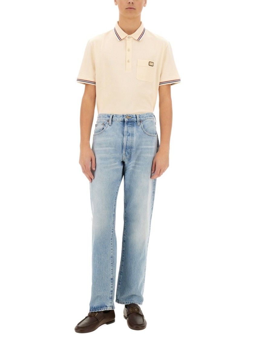 Valentino Regular Fit Denim Pants With Vintage Appeal Blauw