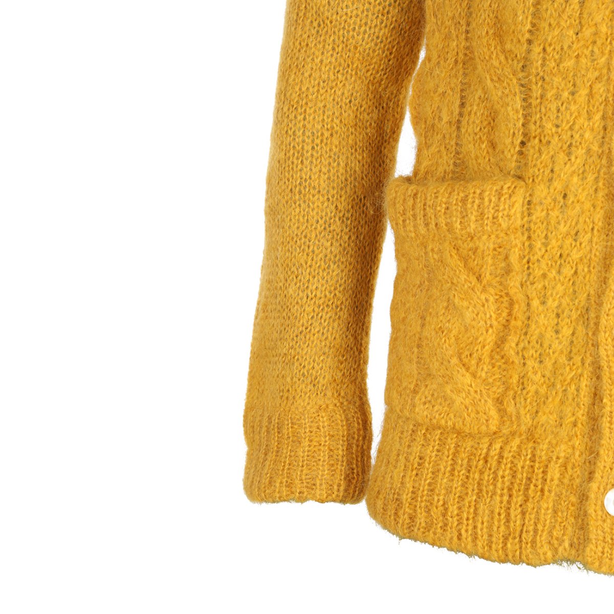 Valentino Yellow Wool Blend Knit Sweater With Textured Cable Knit Design Goud