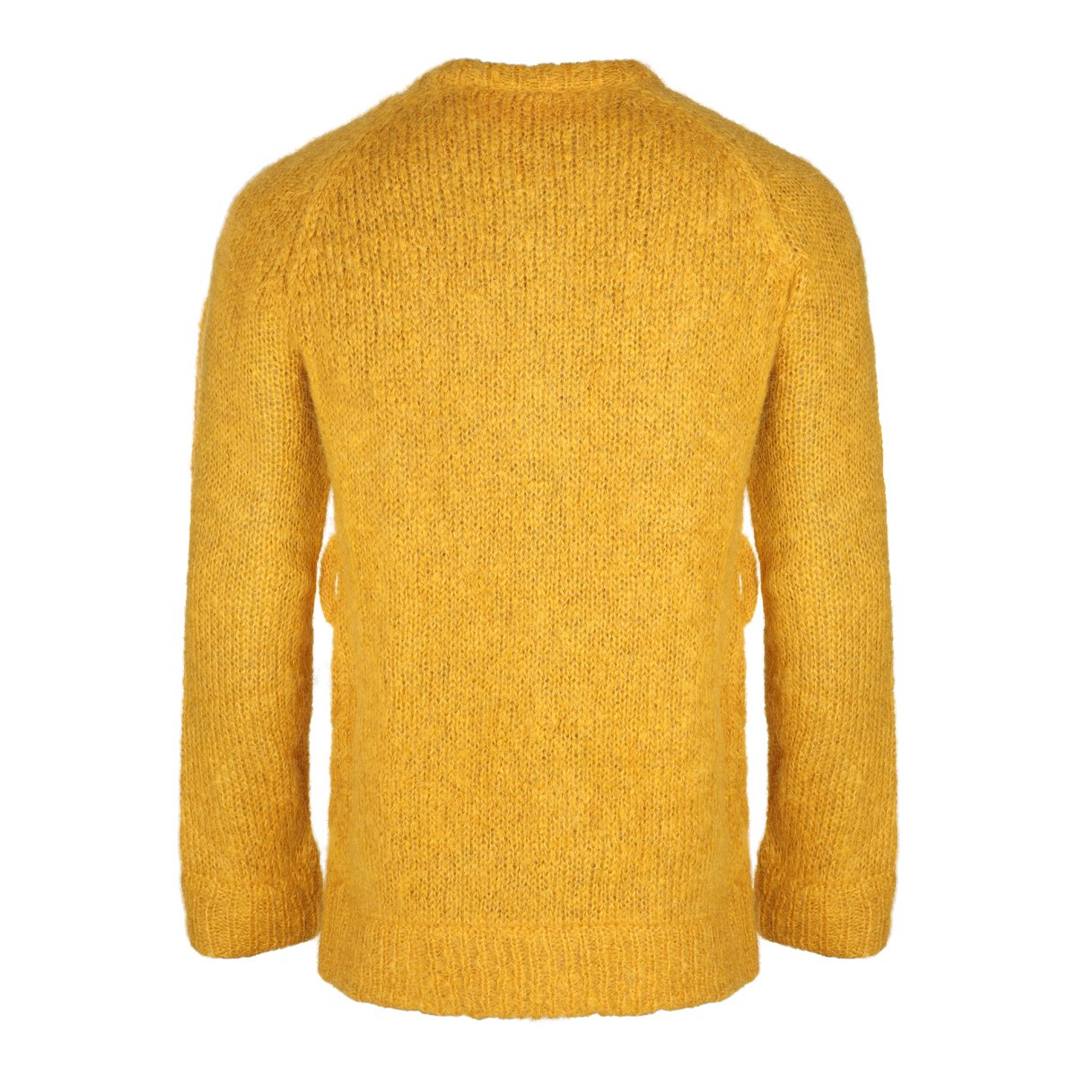 Valentino Yellow Wool Blend Knit Sweater With Textured Cable Knit Design Goud