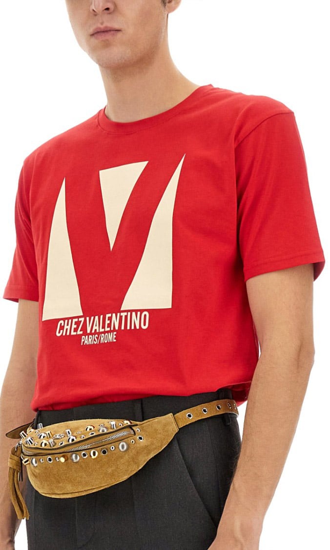 Valentino Cotton T-Shirt With Print Rood