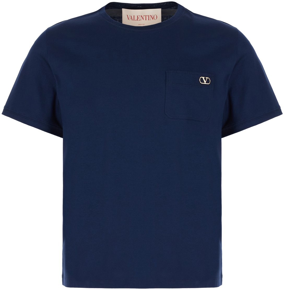 Valentino Valentino Navy blue cotton t-shirt Blauw
