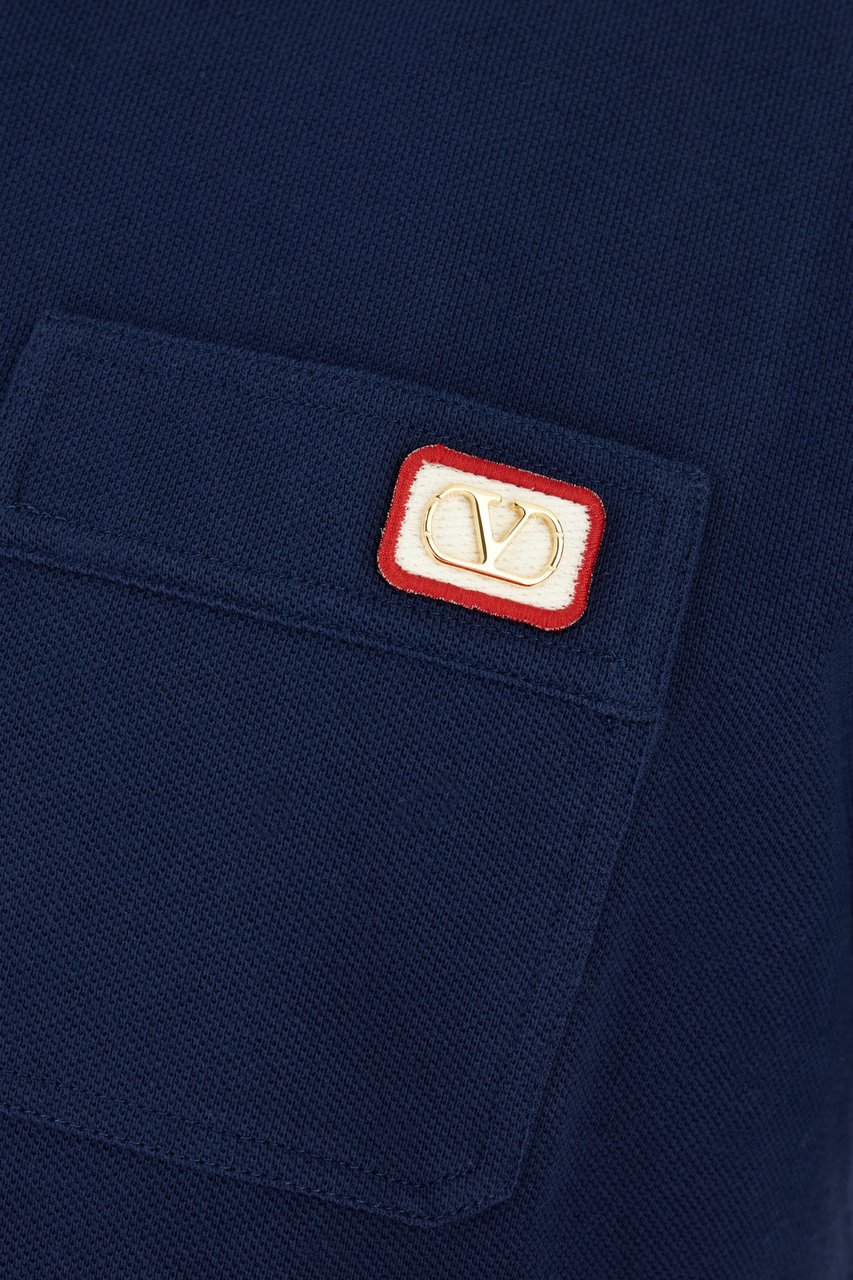 Valentino Valentino Midnight blue cotton polo shirt Blauw