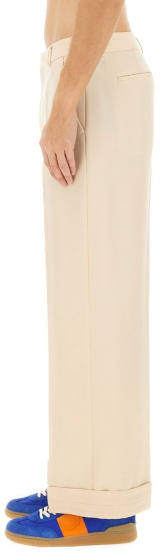 Valentino High-Waisted Wool Pants With Classic Pleat Design Neutraal