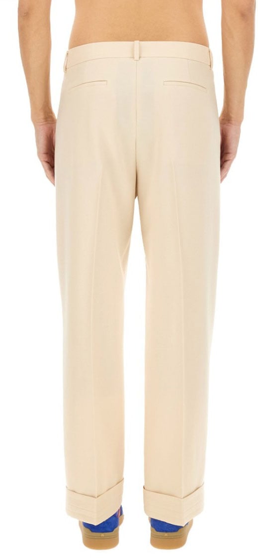 Valentino High-Waisted Wool Pants With Classic Pleat Design Neutraal