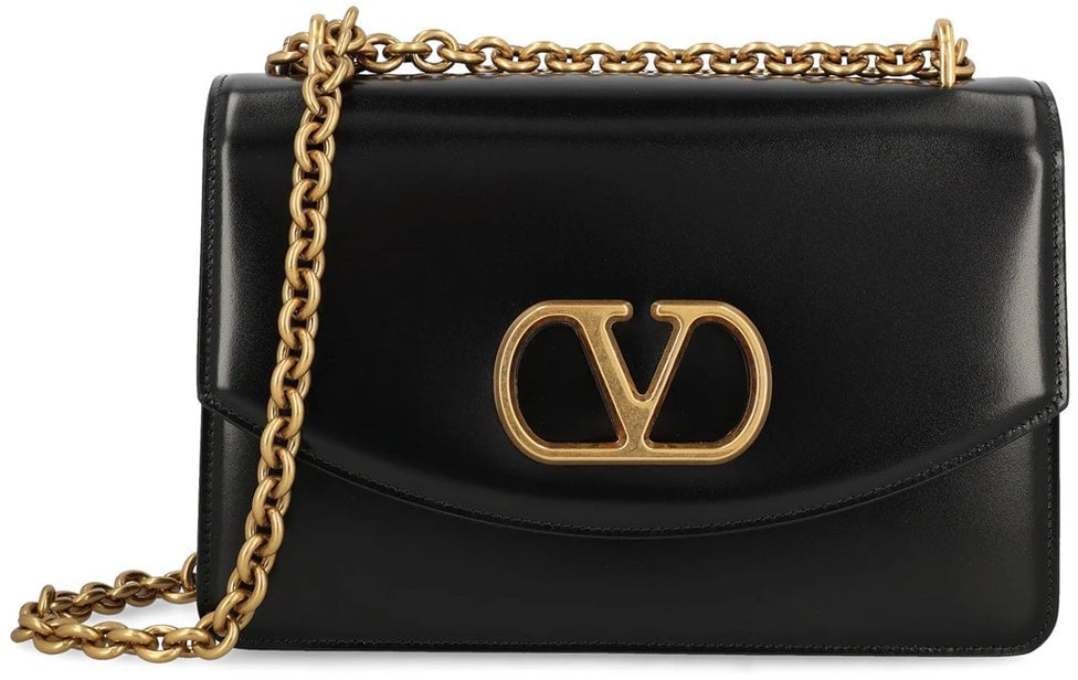 Valentino Valentino Garavani Vain Leather Shoulder Bag Zwart