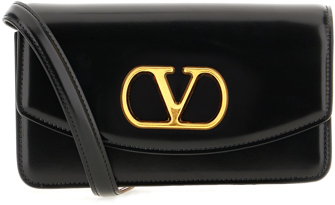 Valentino Valentino Black leather clutch Zwart