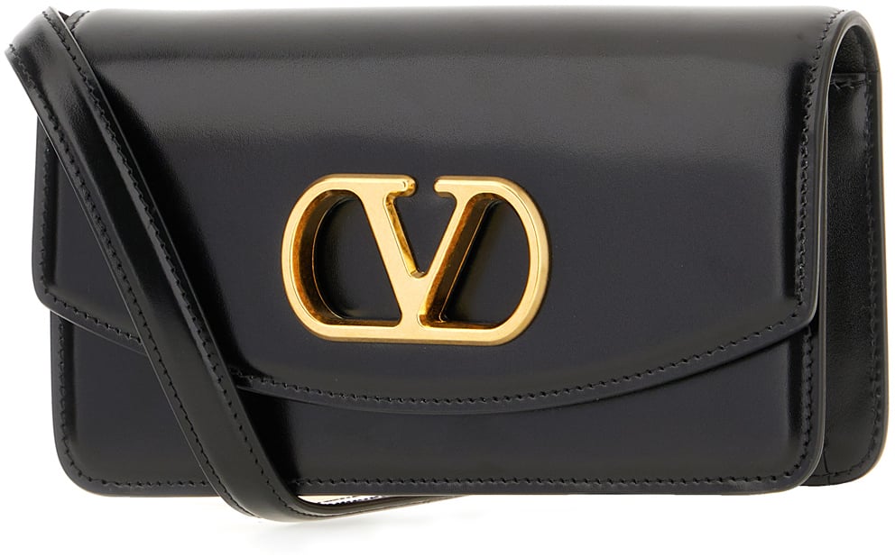 Valentino Valentino Black leather clutch Zwart