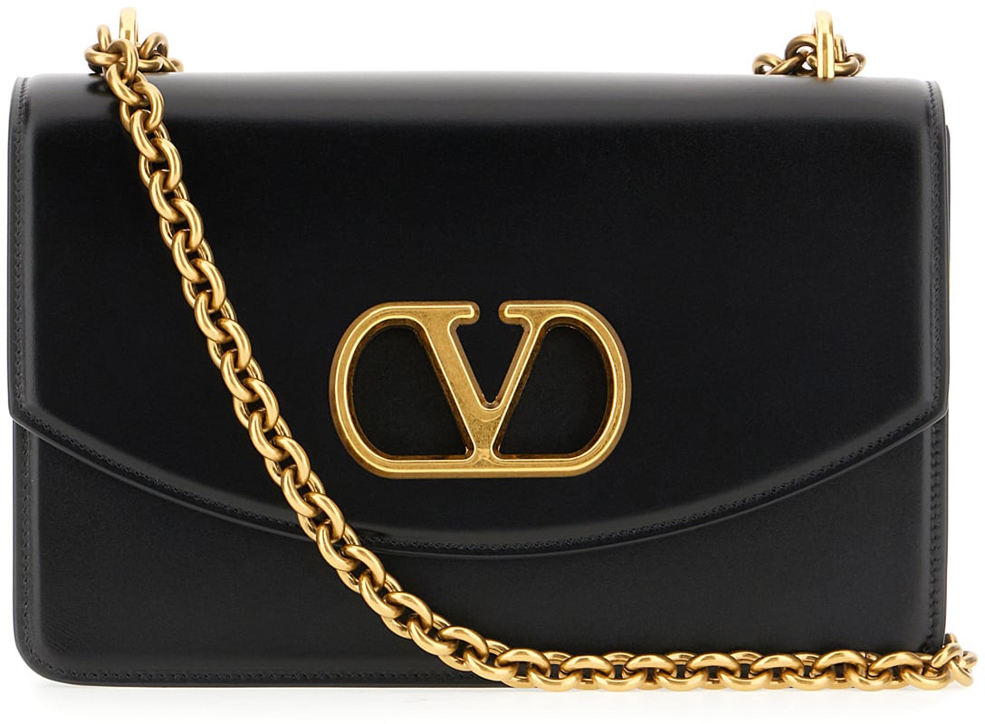 Valentino Valentino Black leather shoulder bag Zwart