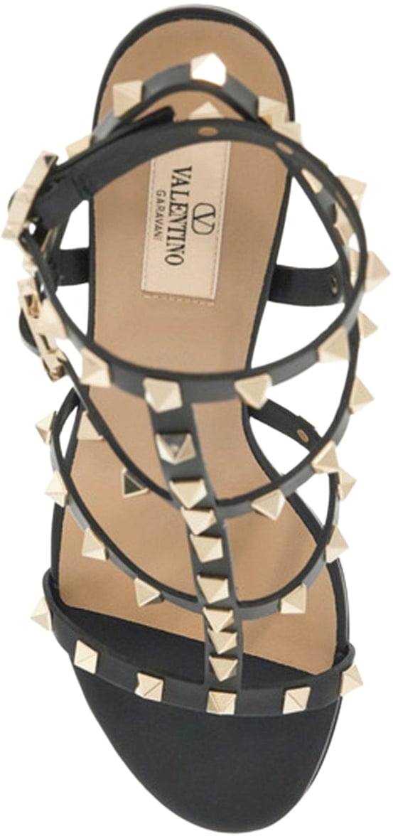 Valentino Valentino Garavani Rockstud 60 Leather Sandals Zwart