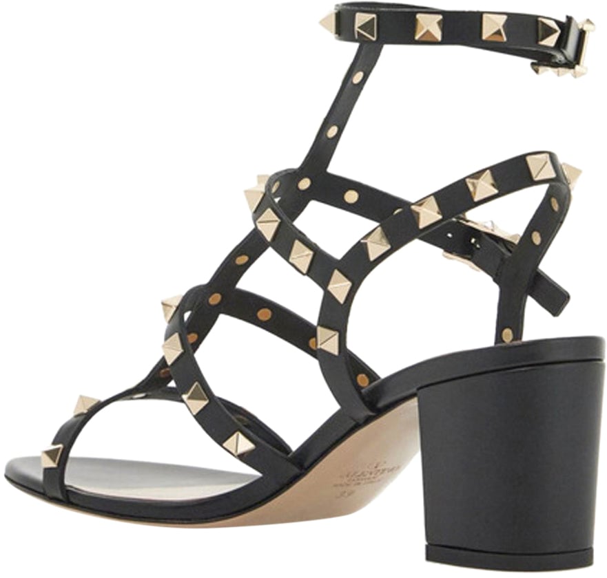 Valentino Valentino Garavani Rockstud 60 Leather Sandals Zwart