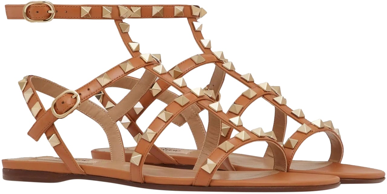 Valentino Valentino garavani Rockstud Flat Sandals Bruin