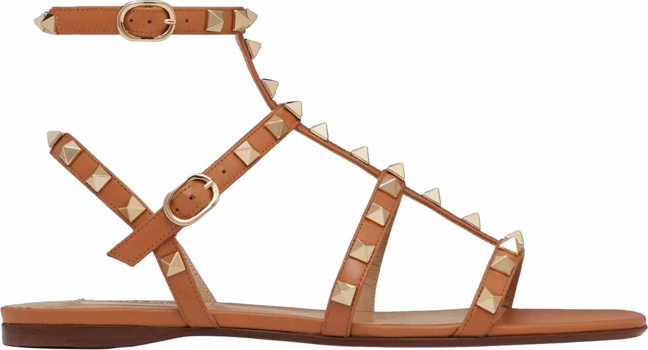 Valentino Valentino garavani Rockstud Flat Sandals Bruin