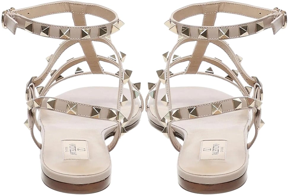 Valentino VALENTINO GARAVANI Rockstud flat sandals Beige