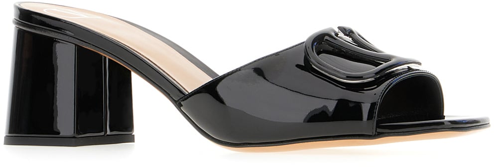 Valentino Valentino Black leather Slide mules Zwart