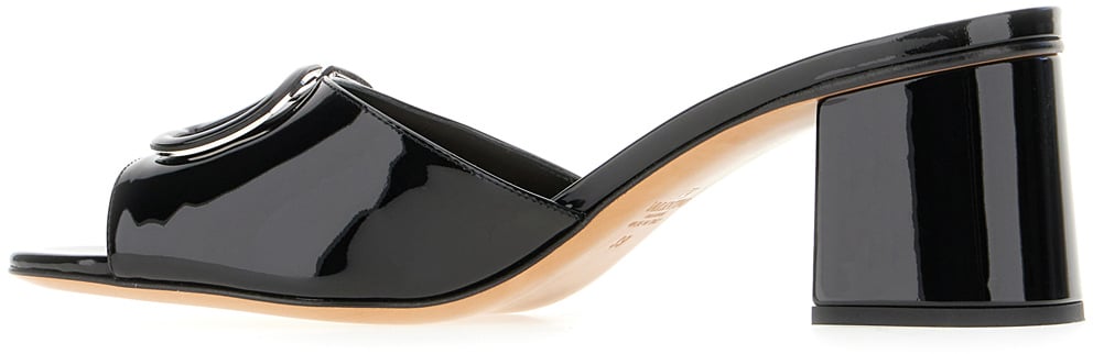Valentino Valentino Black leather Slide mules Zwart