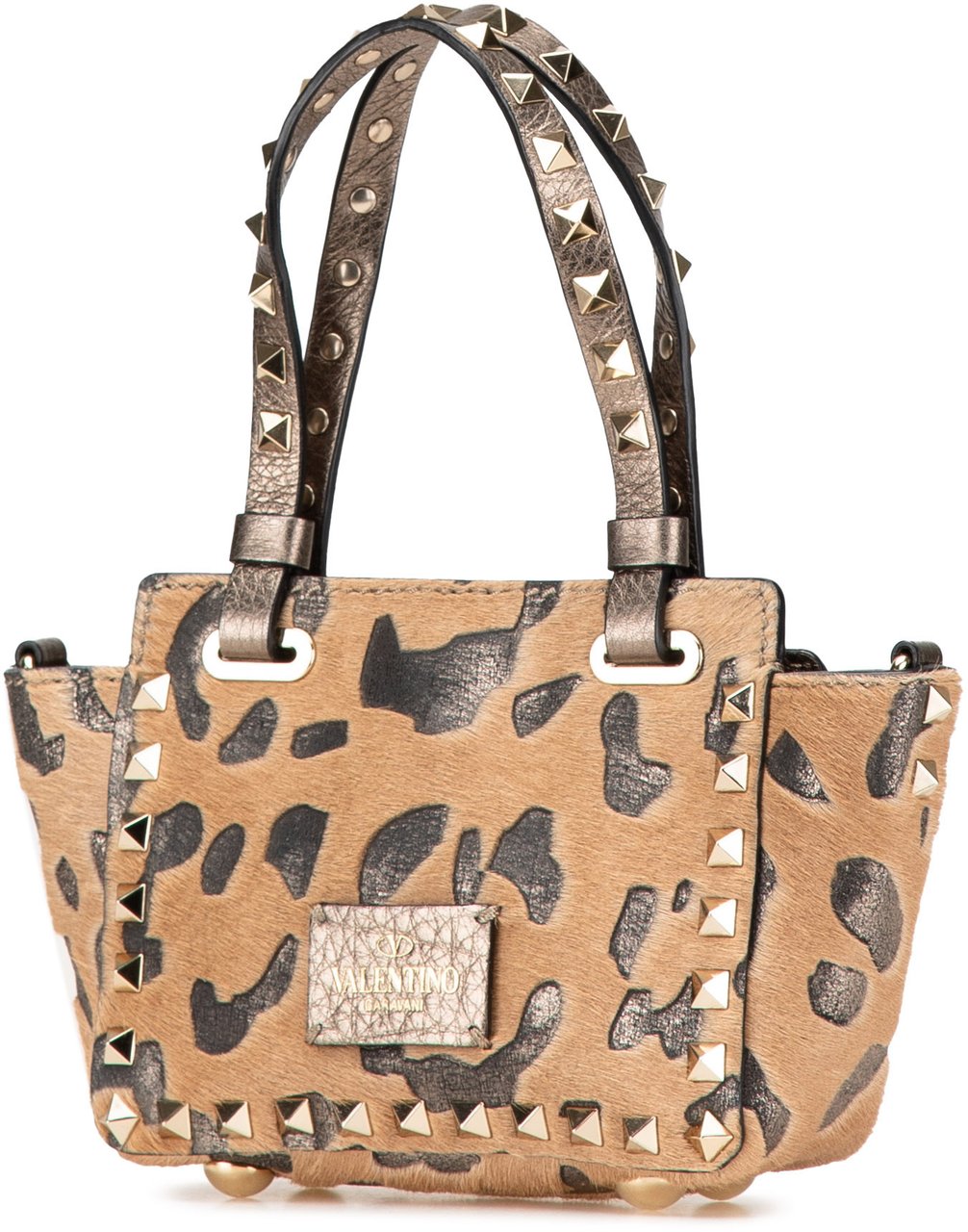 Valentino Mini Pony Hair Rockstud Satchel Bruin