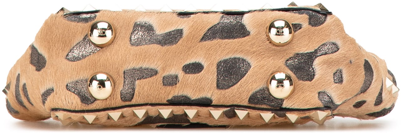 Valentino Mini Pony Hair Rockstud Satchel Bruin