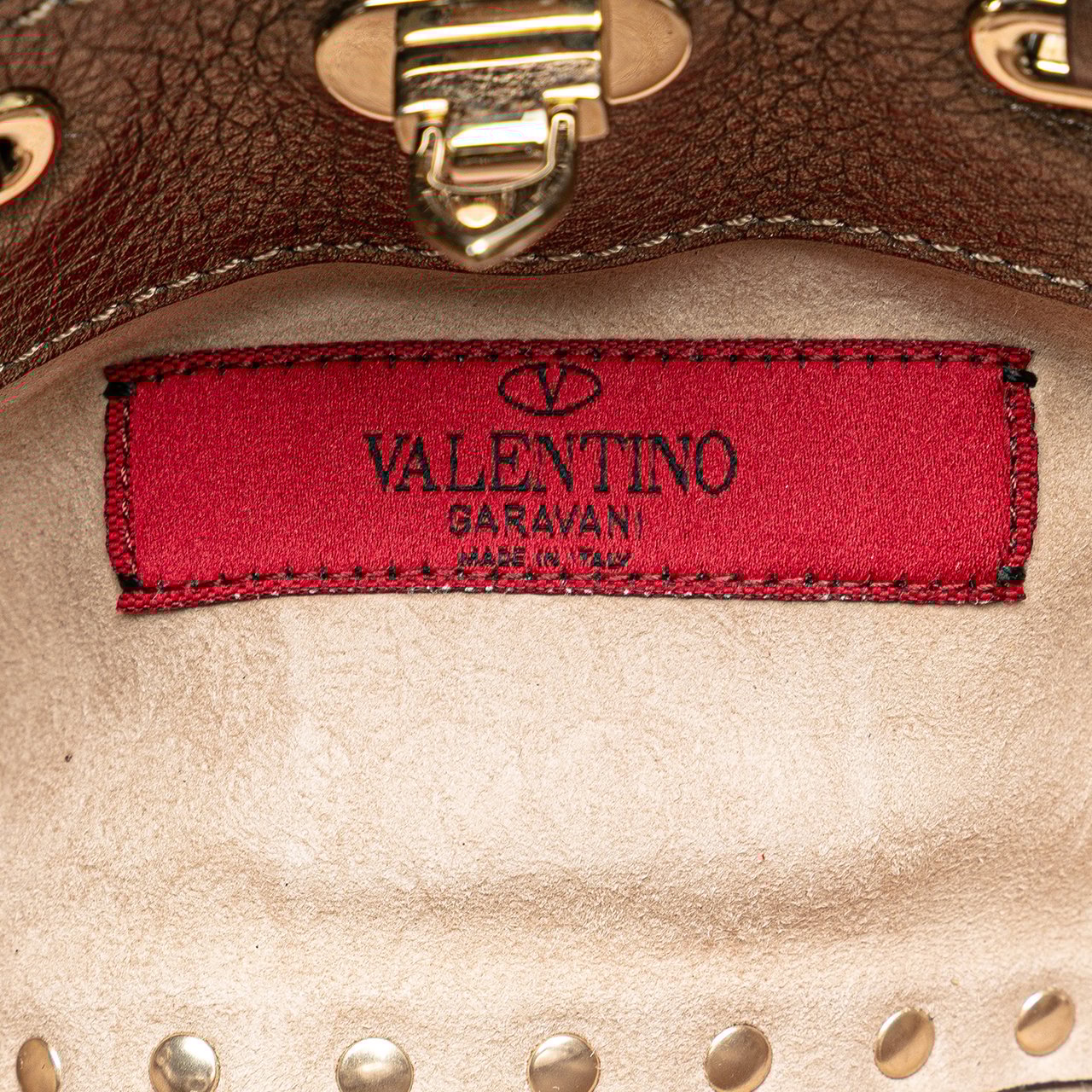 Valentino Mini Pony Hair Rockstud Satchel Bruin