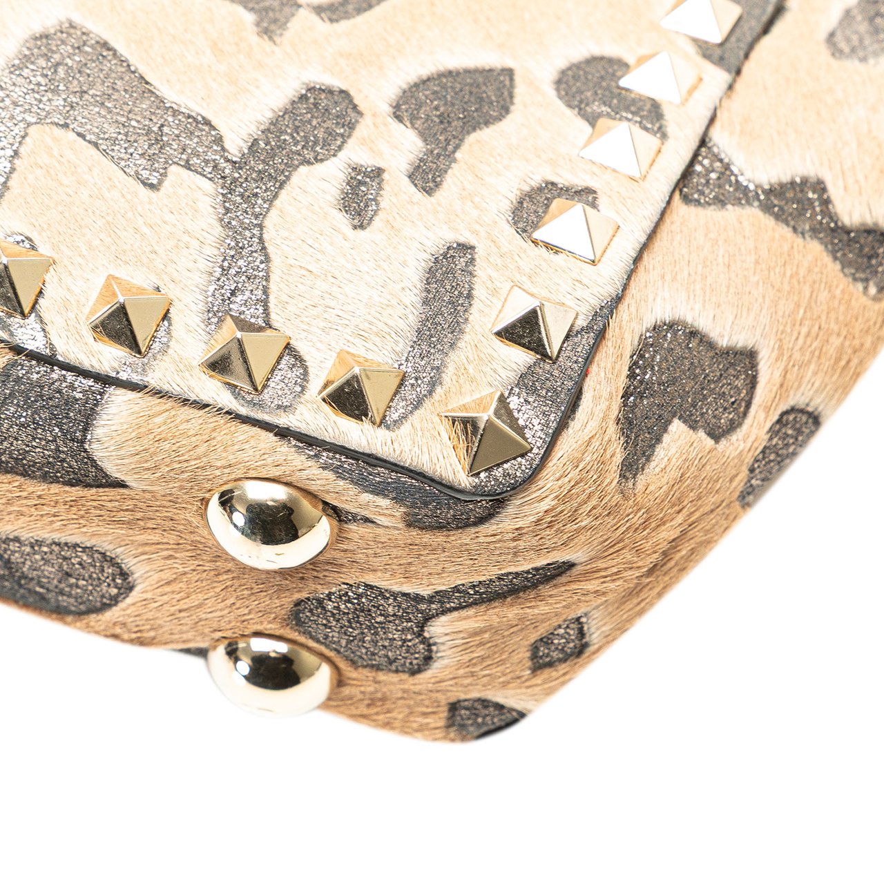 Valentino Mini Pony Hair Rockstud Satchel Bruin