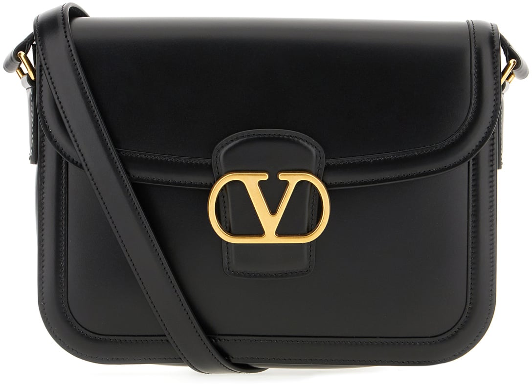 Valentino Valentino Black leather 9TO5 crossbody bag Zwart