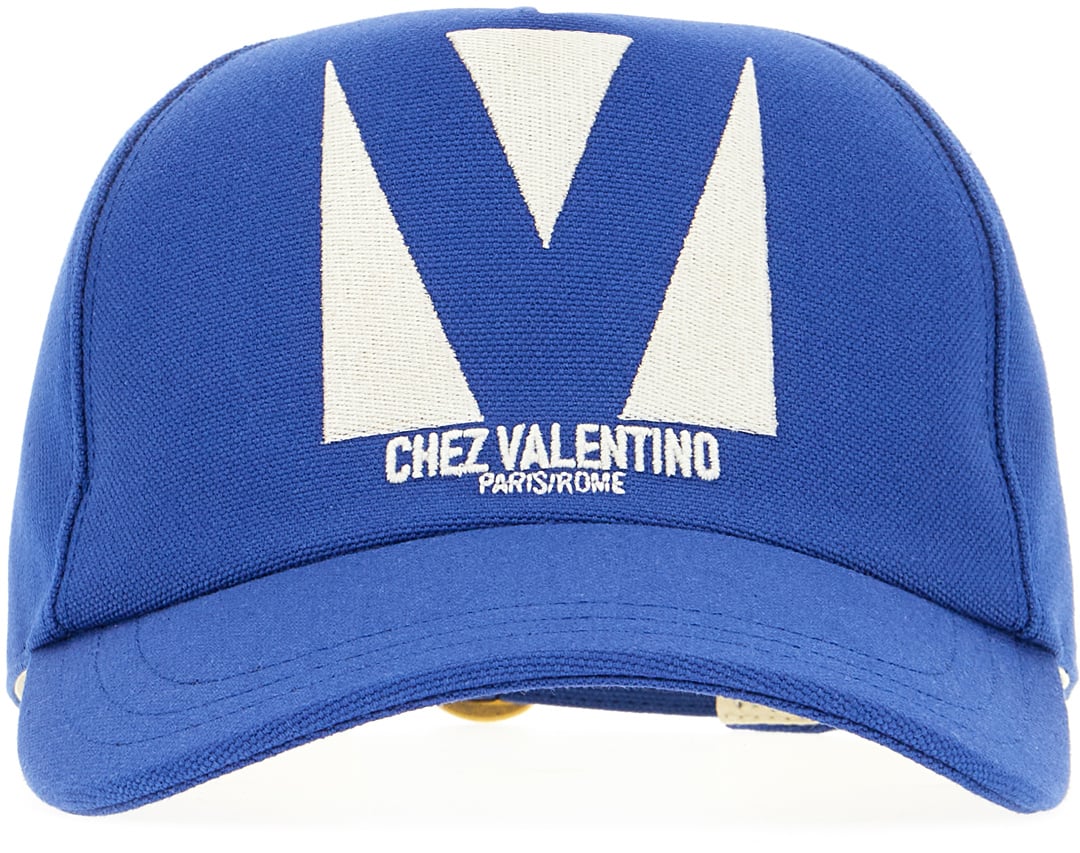 Valentino Valentino Electric blue cotton baseball cap Blauw