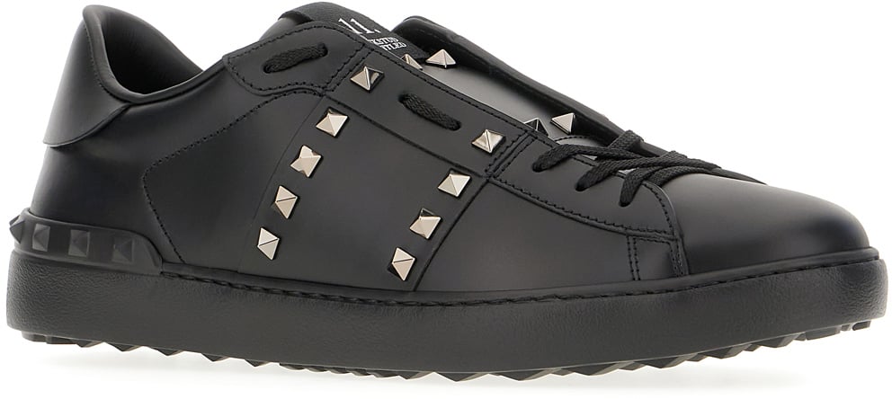Valentino Valentino Black leather Rockstud sneakers Zwart