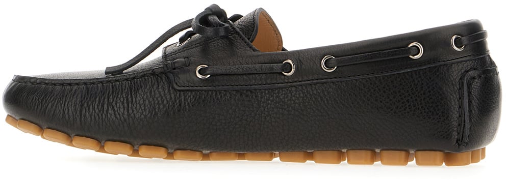 Valentino Valentino Black leather Driver Fastaway loafers Zwart