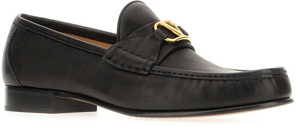 Valentino Valentino Black leather loafers Zwart
