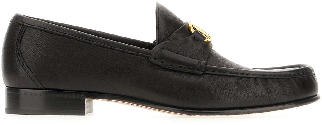Valentino Valentino Black leather loafers Zwart