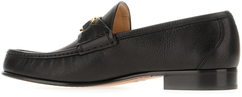 Valentino Valentino Black leather loafers Zwart