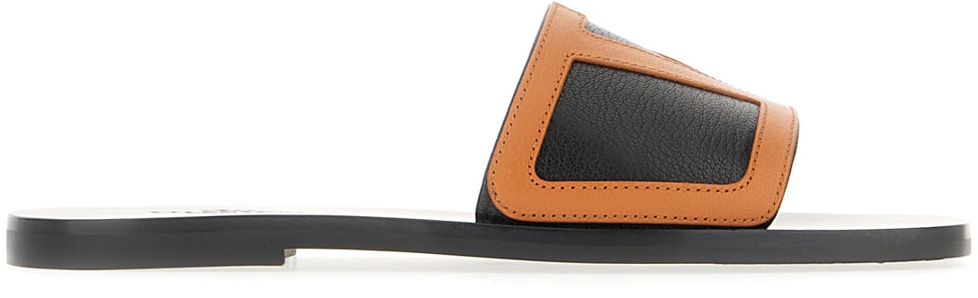 Valentino Valentino Black leather Viva Superstar slippers Zwart