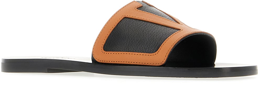 Valentino Valentino Black leather Viva Superstar slippers Zwart