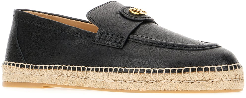 Valentino Valentino Black leather espadrilles Zwart