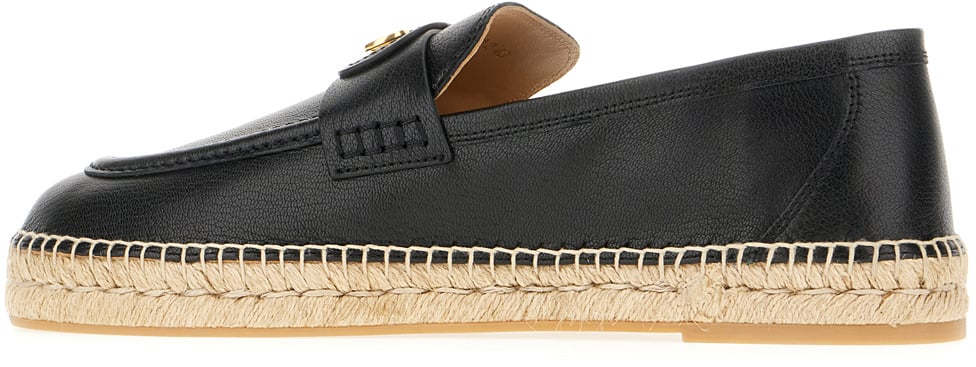 Valentino Valentino Black leather espadrilles Zwart