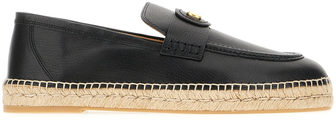 Valentino Valentino Black leather espadrilles Zwart
