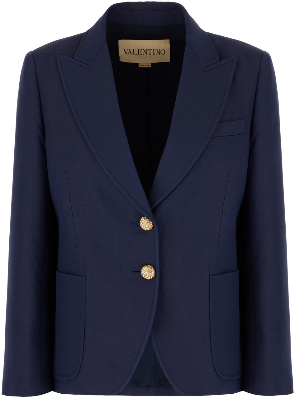 Valentino Valentino Navy blue wool blend blazer Blauw