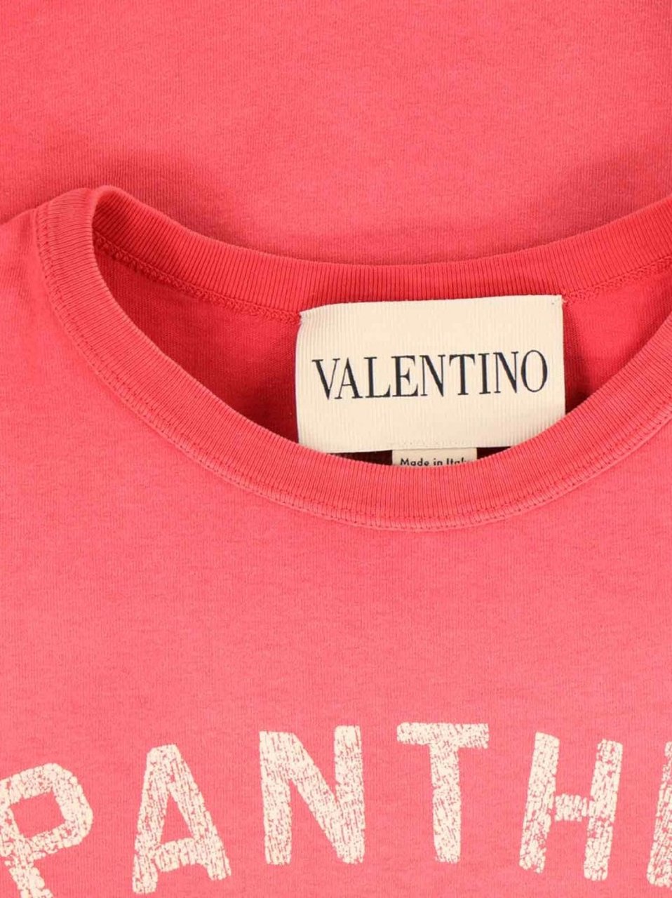 Valentino Distressed Print Pink Cotton T-Shirt Roze