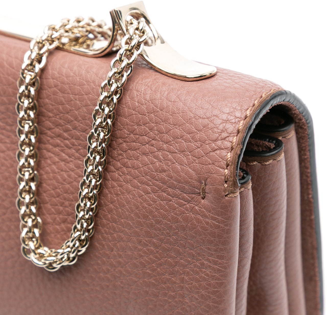 Valentino Leather Rockstud Va Va Voom Clutch on Chain Roze