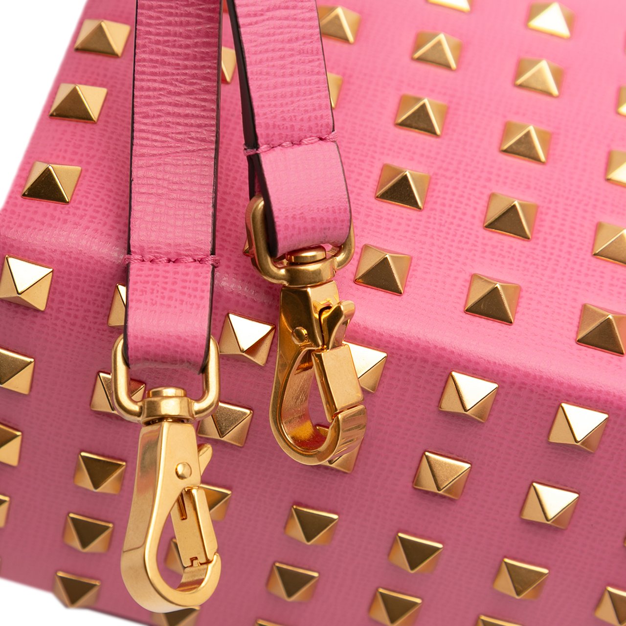 Valentino Leather Rockstud Alcove Box Top Handle Bag Roze