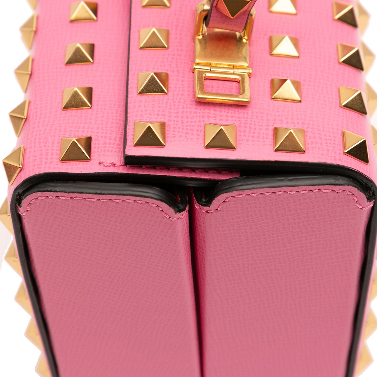 Valentino Leather Rockstud Alcove Box Top Handle Bag Roze
