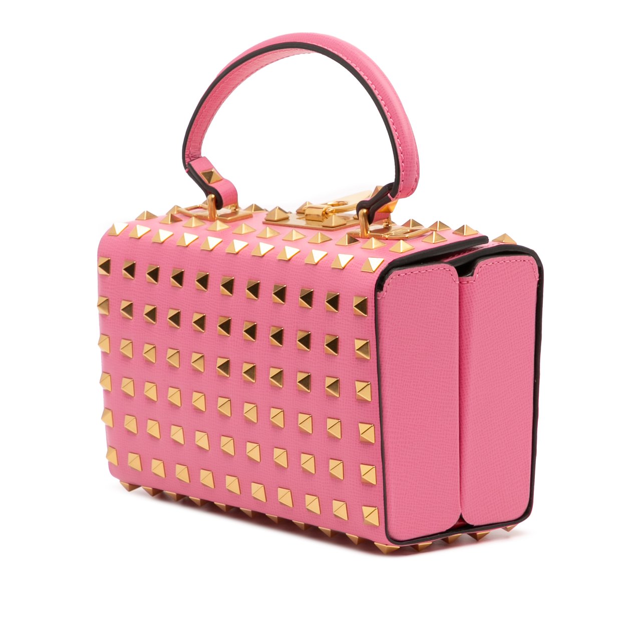 Valentino Leather Rockstud Alcove Box Top Handle Bag Roze