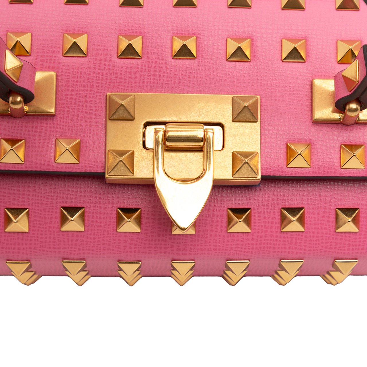 Valentino Leather Rockstud Alcove Box Top Handle Bag Roze