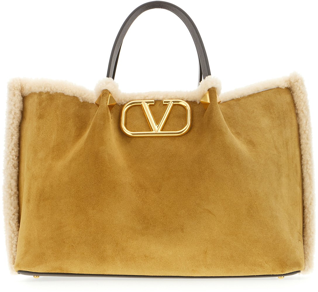 Valentino Valentino Mustard suede handbag Geel