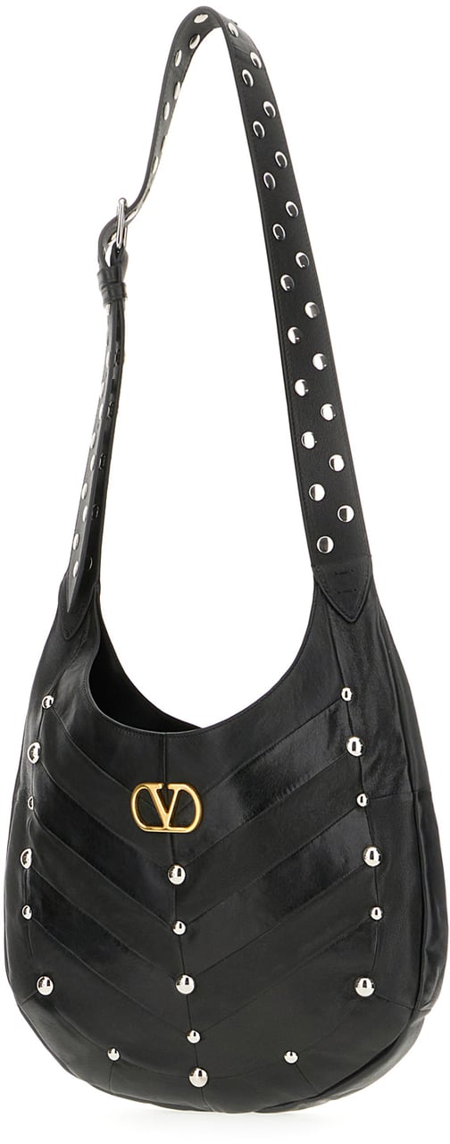Valentino Valentino Garavani Black leather Hoboho shoulder bag Zwart