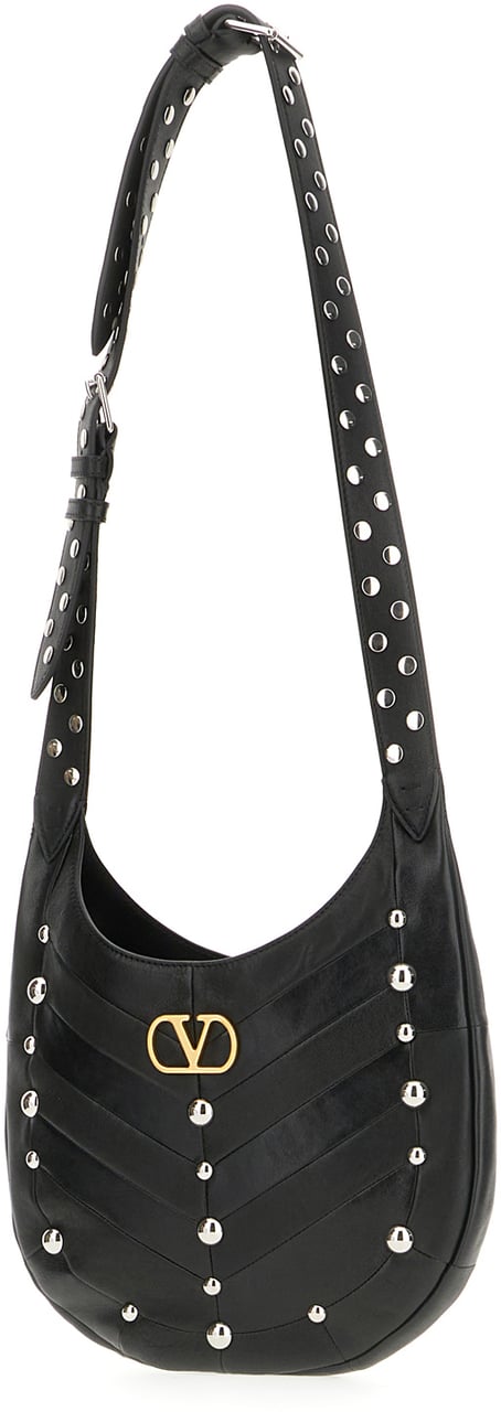 Valentino Valentino Garavani Slate leather Hoboho shoulder bag Zwart