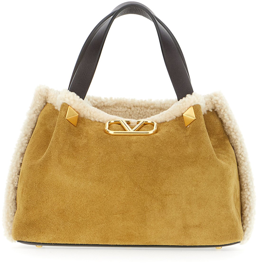 Valentino Valentino Mustard suede handbag Geel