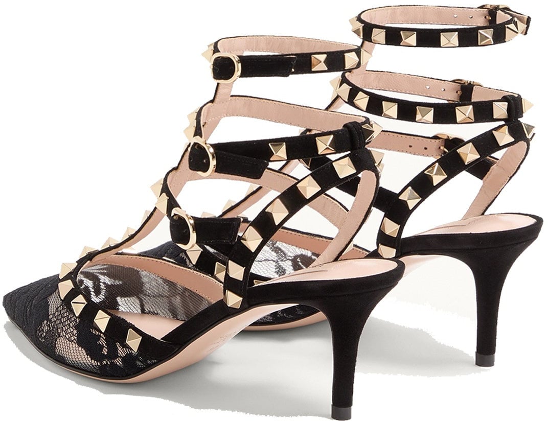 Valentino VALENTINO GARAVANI ROCKSTUD Lace Pamps Zwart